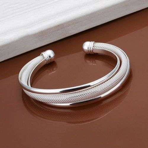 US 925 Sterling Silver Cuff Bracelet Bangle Chain Wristband Women Jewelry Best Deals in USA